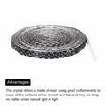 MECCANIXITY 10mm Self Adhesive Crystal Rhinestone Ribbon 5 Yards Black