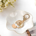 2PCS Lotus Leaf Ring Holder Dish Ceramic Trinket Tray White Light Green
