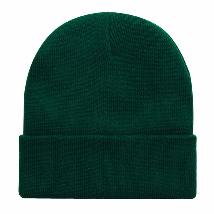 ZOORON Acrylic Knit Cuffed Beanie Hat Unisex Dark Green