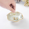 2PCS Lotus Leaf Ring Holder Dish Ceramic Trinket Tray White Light Green