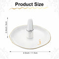 Beeveer Ceramic A-Z Initials Ring Holder Jewelry Tray 4.5x2.4'' White
