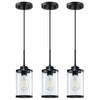 [Like New] RAINLIGHTING 3 Pack Industrial Kitchen Island Pendant Lights Black Clear Grey