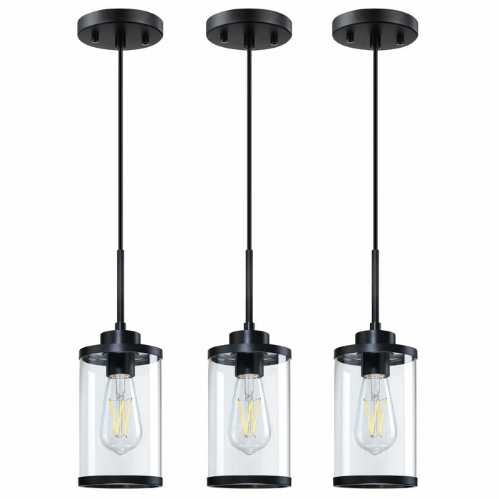 [Like New] RAINLIGHTING 3 Pack Industrial Kitchen Island Pendant Lights Black Clear Grey