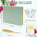 4 in 1 Wedding Guest Book Linen Cover with Pen, Sign Card & Stickers White