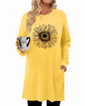 KISSMODA Womens Fall Long Sleeve Tunic Top with Pockets Size M