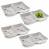 [Like New] Happy Sales HSSD-DBWB4 Dual Sauce Bowls Set of 4 White & Blue Cherry Blossom