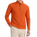 Men's Waffle Quarter Zip Pullover Shirt Mock Neck Sweatshirt Orange Size M