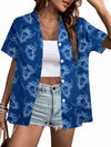 Cow Skull Shirt Women Vintage Western Boho Graphic Tee Short Sleeve Blue M