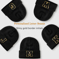Lightbird Initials Beanie Winter Hat Black for Women Teens