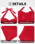Tempt Me Women Red Tummy Control One Piece Push Up Swimsuit Halter Size 22W