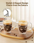 Double Walled Glass Coffee Mug Dolphins 9oz Clear Insulated Cup