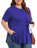 ZHUHOUSE Women's Plus Size Short Sleeve Tunic Blouse Black XL