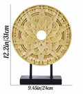 Geometric Mandala Decorative Sculpture Round Art Piece White Elegant Decor