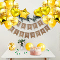 28Pcs Happy Birthday Foil Balloons Star Heart 18" Gold Confetti