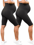 QoBexim 2 Pack Plus Size Maternity Yoga Shorts Black Size Freesize
