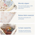 URSKYTOUS Cotton Quilted Large Floral Makeup Bag Flower Portable