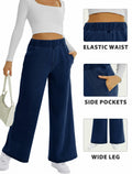 FireSwan Women's Wide Leg Jeans Mid Rise Elastic Waist Dark Wash