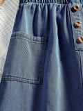 COZYEASE Girls Paperbag High Waist A Line Denim Skirt Dark Wash Size 11-12Y