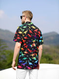 GADZILLE Mens Dinosaur Tie Dye Button Down Shirt Rainbow Size XXXL