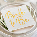 Apriciti Wedding Napkins White Gold Foil Miss to Mrs 50 Pack Disposable