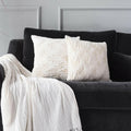 Throw Pillow Covers 18x18in Set of 2 White Fur Gold Embroidered Sequins