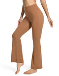 YUNOGA Women’s High Waist Bootcut (Flared) Leggings in Roasted Brown, Size L