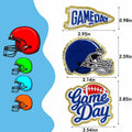 Tmtains Football Helmet Iron-On Patches Blue 6Pc Embroidered Game Day