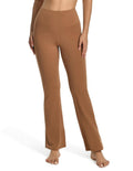 YUNOGA Women’s High Waist Bootcut (Flared) Leggings in Roasted Brown, Size L