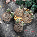 [Like New] Christmas Ball Ornaments 4pc Set Champagne Pinecone Rattan String