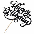 Crseniny Happy Birthday Cake Topper Black Glitter Party Decoration