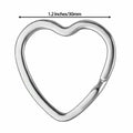 Mandala Crafts 1.2" Silver Heart Metal Key Rings 25 Count