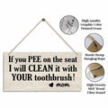 Bathroom Decor Hanging Wood Plaque with Rope Farmhouse Style Wall Sign