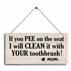 Bathroom Decor Hanging Wood Plaque with Rope Farmhouse Style Wall Sign
