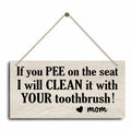 Bathroom Decor Hanging Wood Plaque with Rope Farmhouse Style Wall Sign