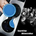 Ohleats 2PCS Car Cup Coaster 2.75" Crystal Rhinestone Silicone Light Blue White