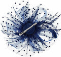 SHUERIET Women Feather Veil Floral Headband Hat Navy