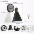 FILIMITIY Battery Operated Modern Dimmable LED RGB Wall Sconce Black