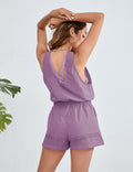 Yidarer Women's Sleeveless Workout Romper Jumpsuit with Pockets Purple Size S