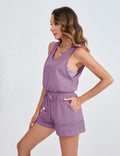 Yidarer Women's Sleeveless Workout Romper Jumpsuit with Pockets Purple Size S
