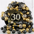 Baocicco 7.5ft 30th Birthday Round Backdrop Black Gold Glitter Ribbon