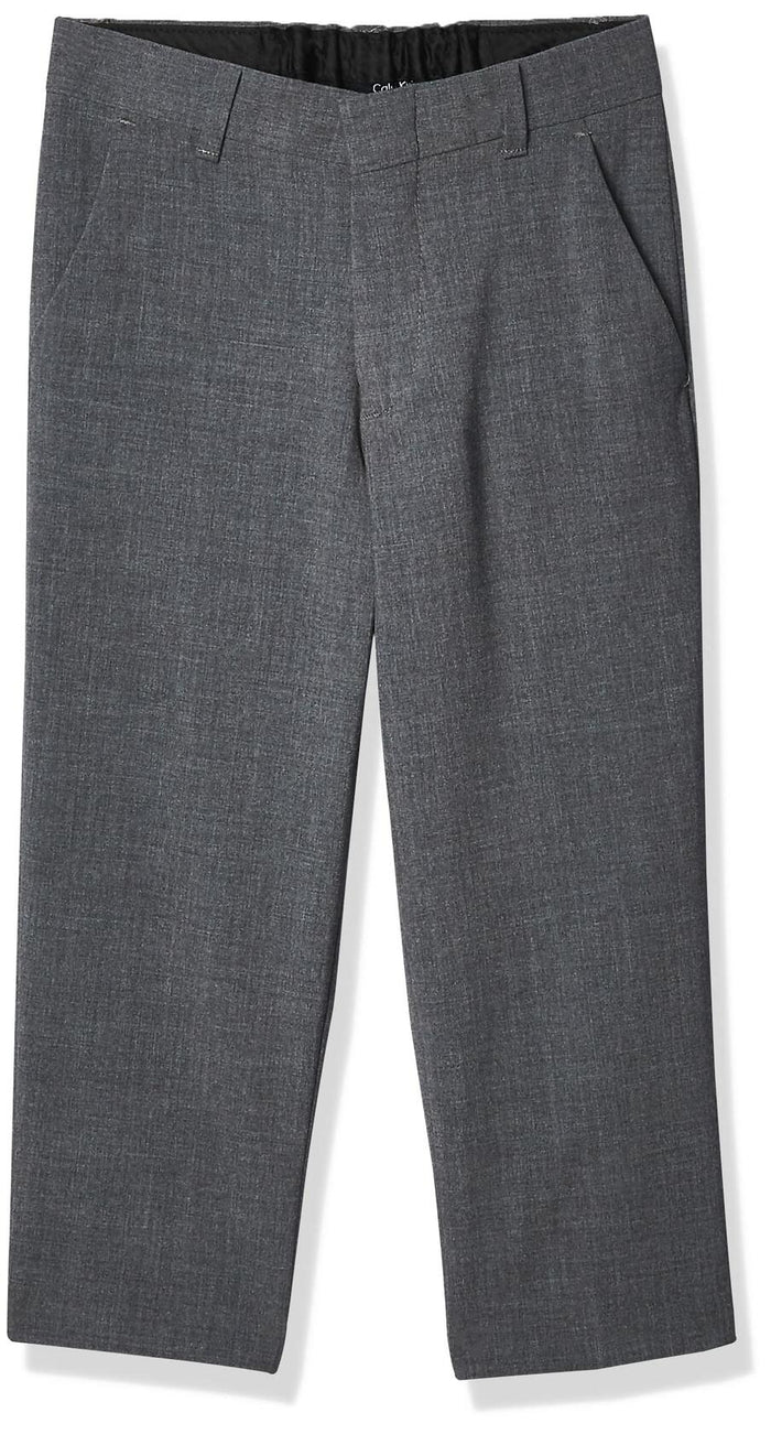 Calvin Klein Boys Flat-Front Bi-Stretch Pant Straight Leg Grey Heather Size 14