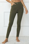 levaca Womens High Waisted Skinny Jeggings Pants with Pockets Army Green Size S
