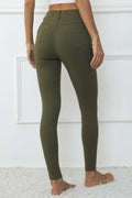 levaca Womens High Waisted Skinny Jeggings Pants with Pockets Army Green Size S