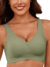 IHOIU Women's Wireless Seamless Push Up Yoga Sports Bra Green Size 4XL