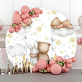 Baocicco 6ft Cartoon Bear Rabbit Round Backdrop White Clouds Watercolor