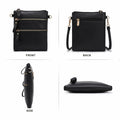 AMELIE GALANTI Small Vegan Crossbody Purse Bag Triple Zipper Black