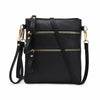 AMELIE GALANTI Small Vegan Crossbody Purse Bag Triple Zipper Black