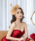 Unpifolov Fascinators Flower Mesh Feathers Headwear Dark Yellow