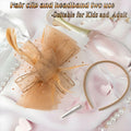 Unpifolov Fascinators Flower Mesh Feathers Headwear Dark Yellow