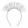 BAHABY Silver Glitter Bride Headband with Short Veil Bridal Shower Wedding